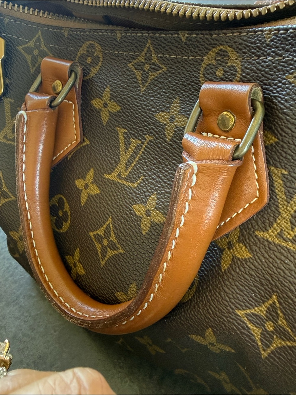 Louis Vuitton Brown Monogram Speedy Satchel with Tan Trim - Picture 6 of 6